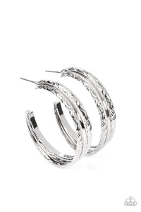 Paparazzi CONTOUR de Force - Silver Earrings