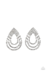 Paparazzi Take a POWER Stance - White Earrings