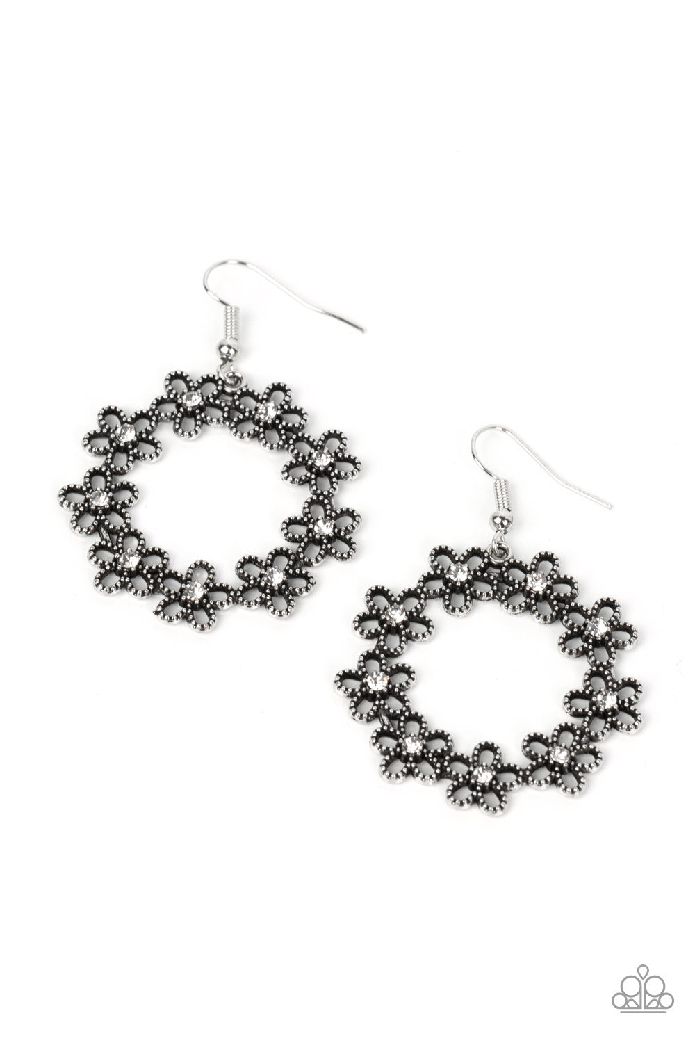 Paparazzi Floral Halos - White Earrings