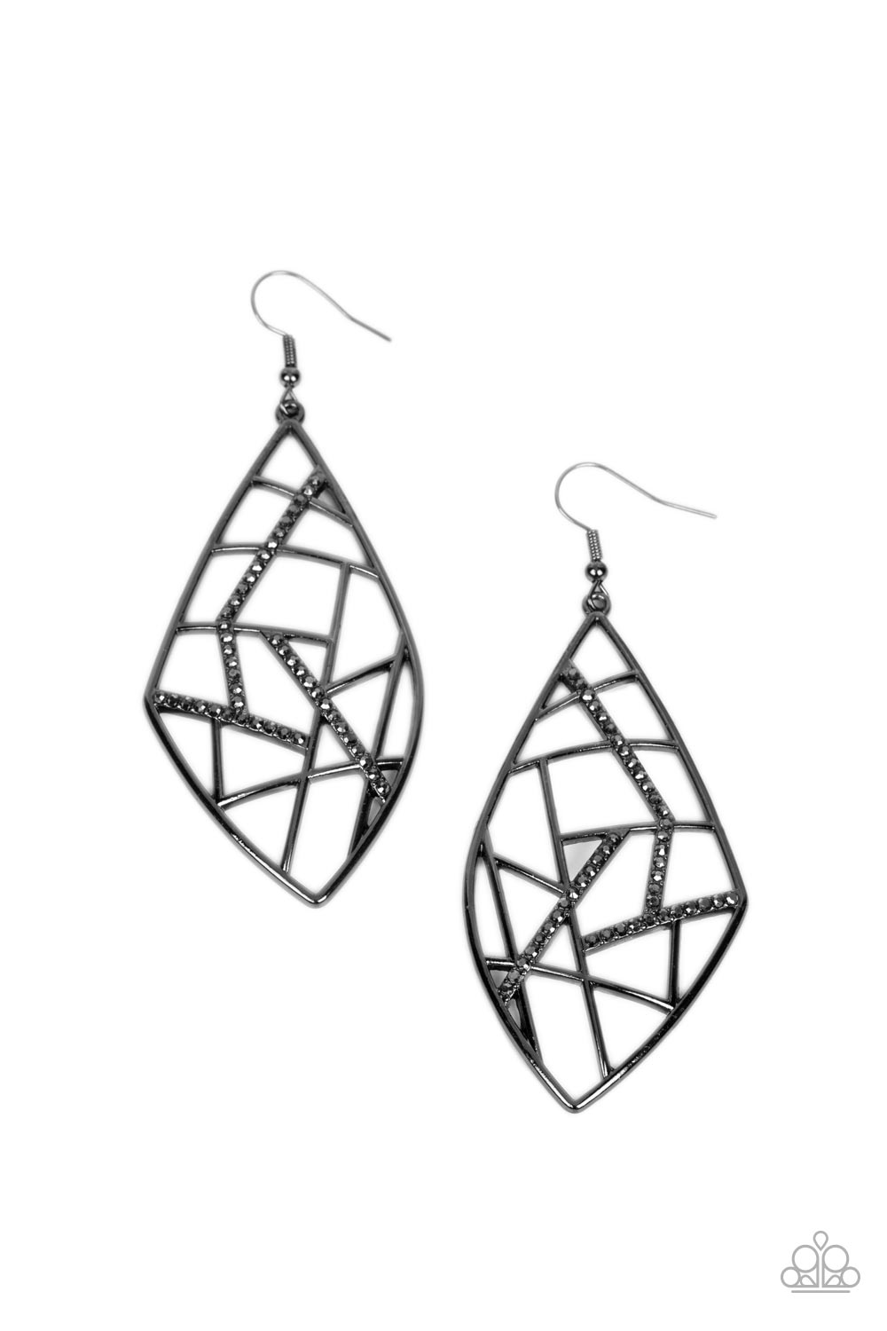 Paparazzi Geo Grid - Black Earrings