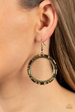 Load image into Gallery viewer, Paparazzi Gritty Glow - Brass Earrings
