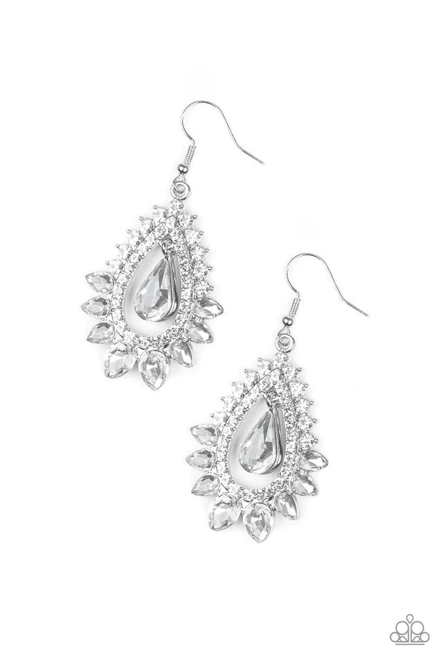 Paparazzi Boss Brilliance - White Earrings