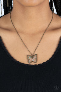 Paparazzi Gives Me Butterflies - Brass Necklace
