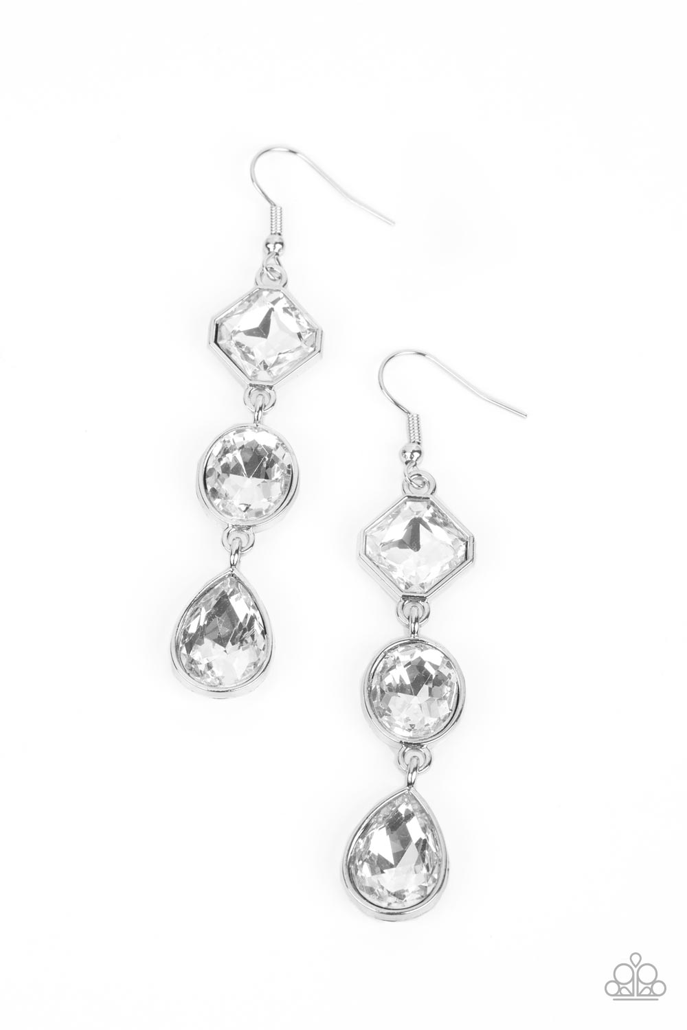 Paparazzi Reflective Rhinestones - White Earrings