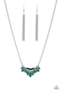 Paparazzi Flash of Fringe - Green Necklace