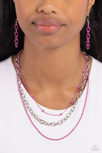 Load image into Gallery viewer, Paparazzi Mardi Gras Mayhem - Pink Necklace
