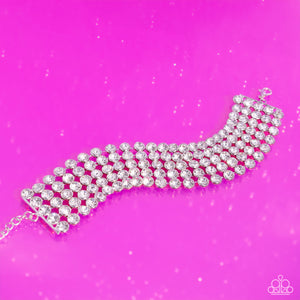Paparazzi GLASSY Gallery - White Bracelet