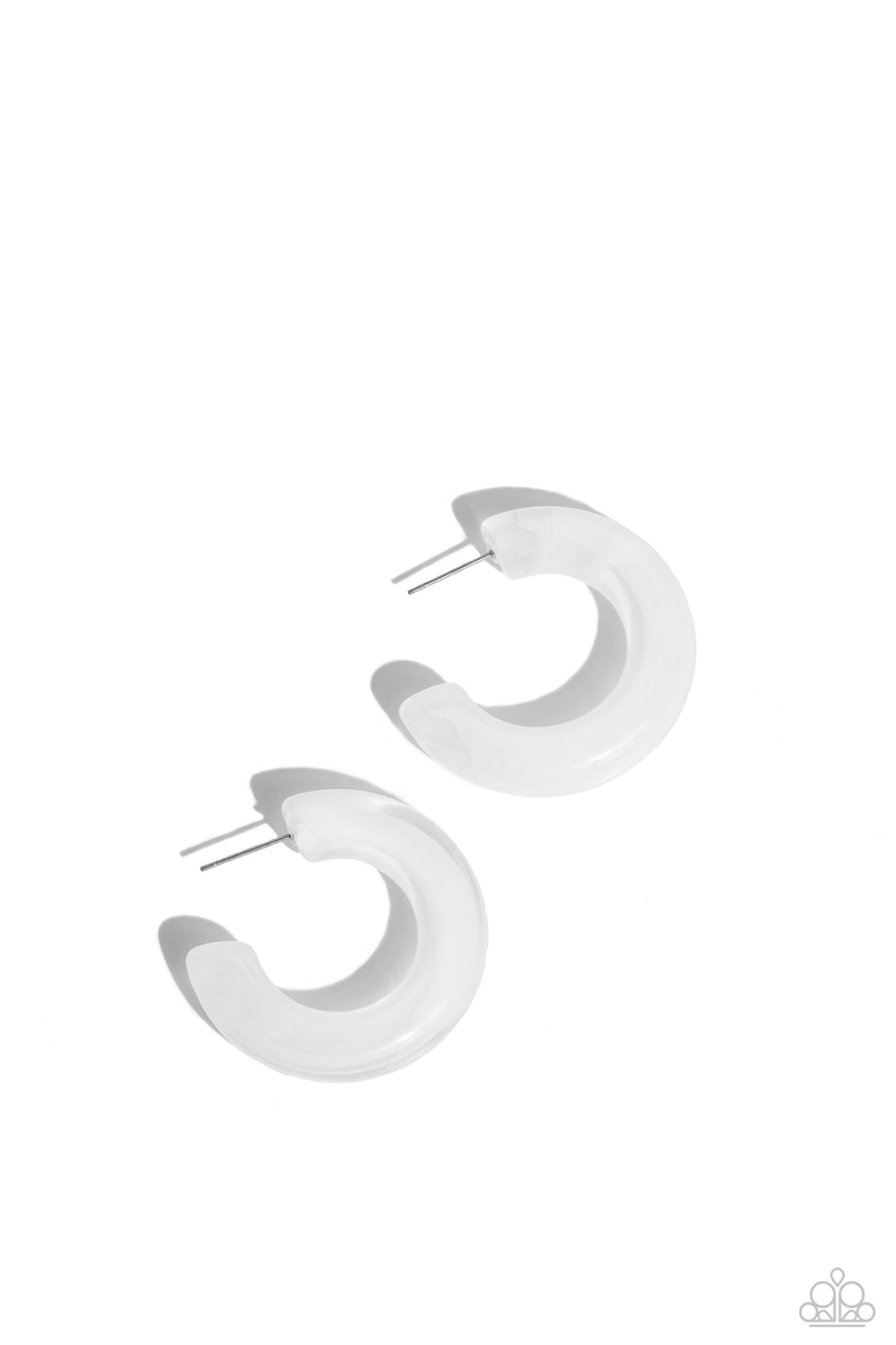 Paparazzi Glassy GAZE - White Earrings