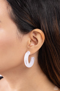 Paparazzi Glassy GAZE - White Earrings