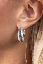 Load image into Gallery viewer, Paparazzi Textured Tenure - Silver Earrings
