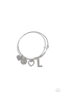 Paparazzi Making It INITIAL L - Silver Bracelet