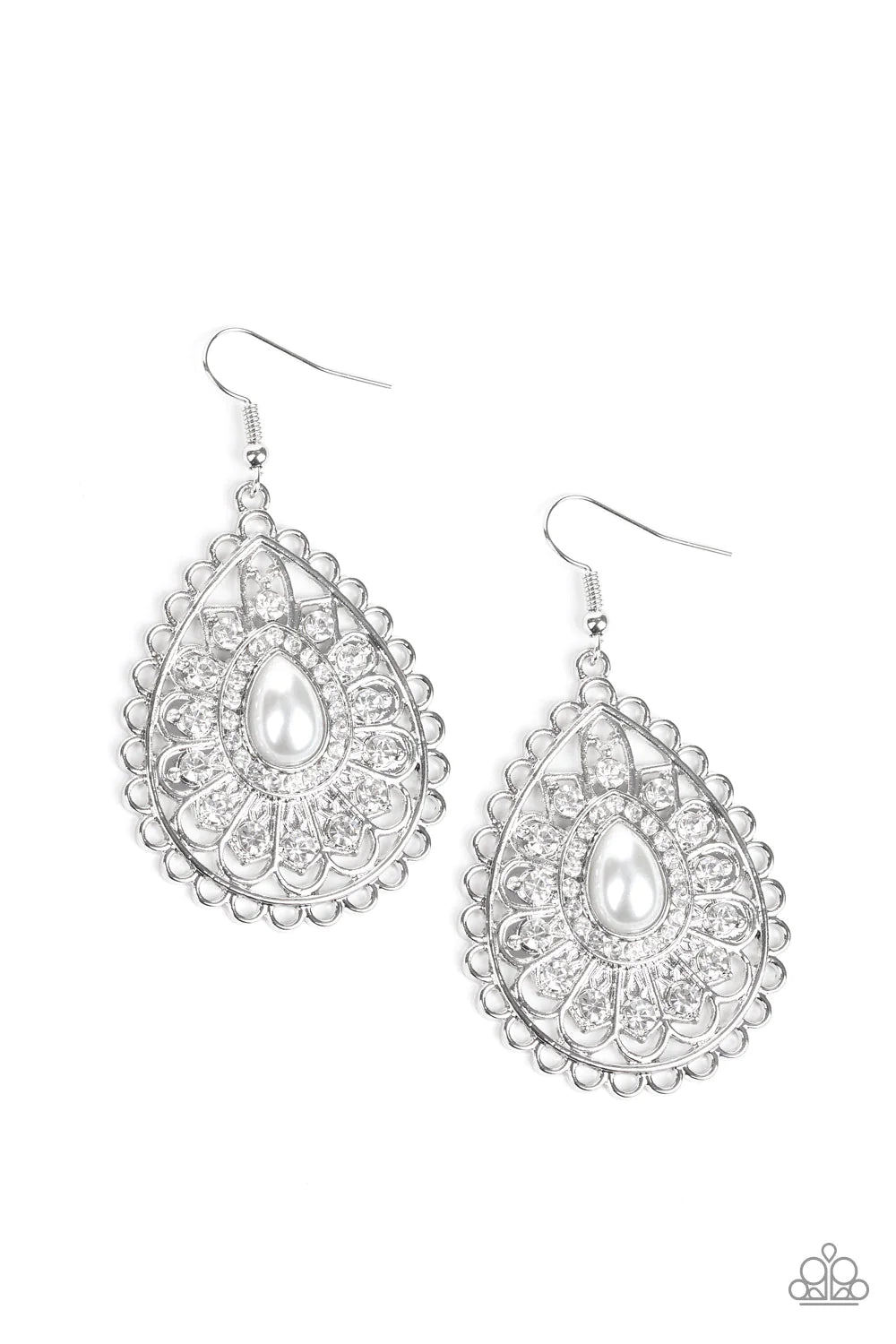 Paparazzi Glamour Grandeur - White Earrings