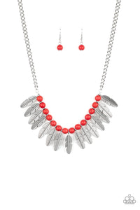 Paparazzi Desert Plumes - Red Necklace