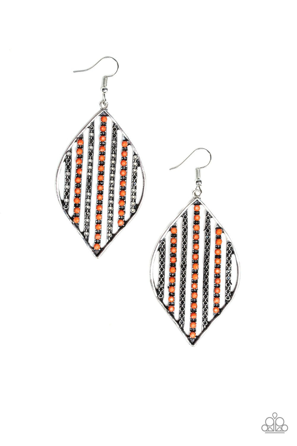 Paparazzi Leaf Motif  - Orange Earring