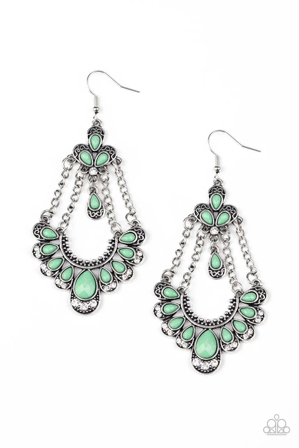 Paparazzi Unique Chic - Green Earrings